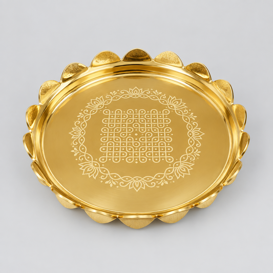 Pure Brass Lotus Stand | Kolam Design God Idol Stand | 4 & 5 Inch | Pooja & Return Gift