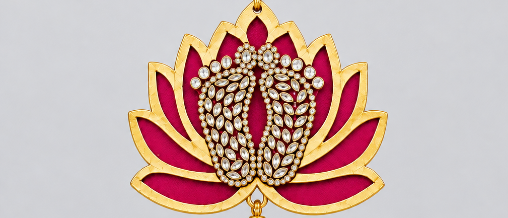 1 piece Acrylic Pink Lotus Lakshmi Charan Paduka Feet Sticker – Handcrafted Home Temple Decor | Diwali, Ganesh Chaturthi, Indian Festival & New Year Decoration Gift (3.5")
