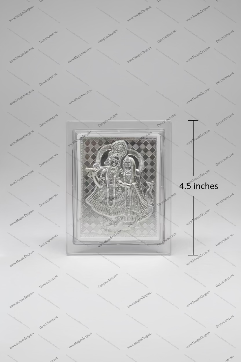 shop 999 pure silver plated God frames , Radha Krishna frame return gifts for Krishna Janmashtami pooja favors online USA at MuruganDecors