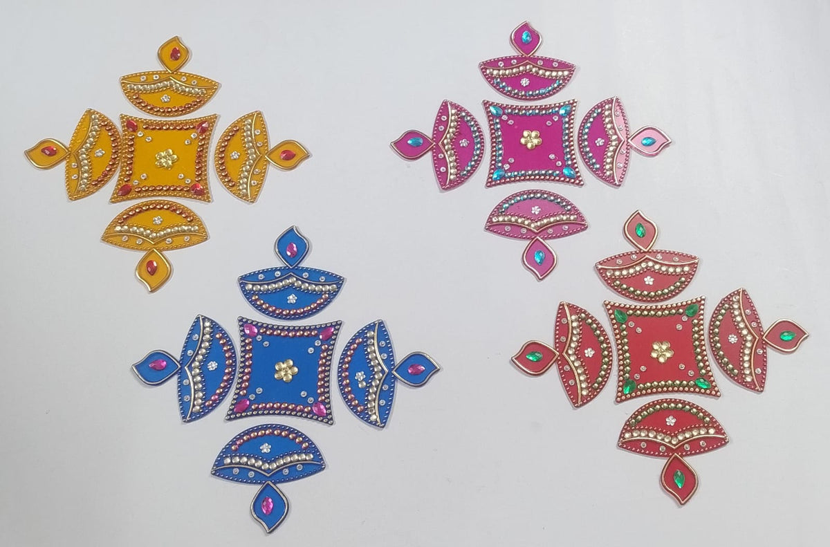 Shop 7" Acrylic Rangoli in transparent gift box – reusable, mess-free festive décor for Diwali, Navratri & Golu Festival. Perfect return gift USA.