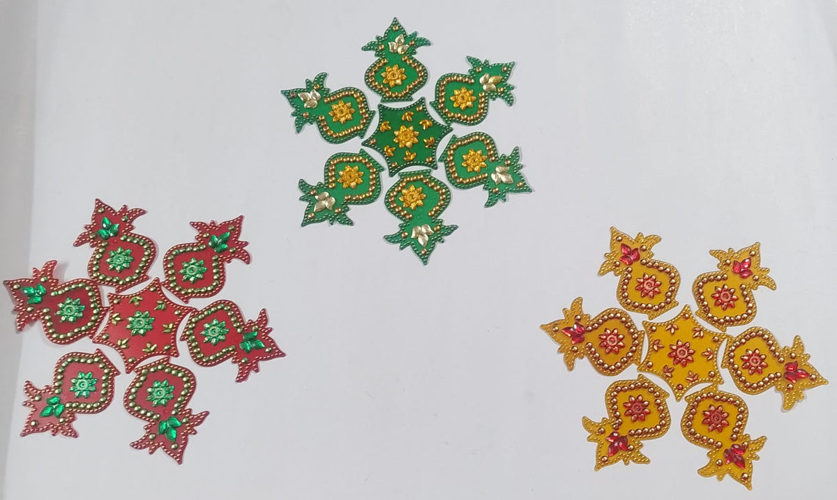 Shop 7" Acrylic Rangoli in transparent gift box – reusable, mess-free festive décor for Diwali, Navratri & Golu Festival. Perfect return gift USA.
