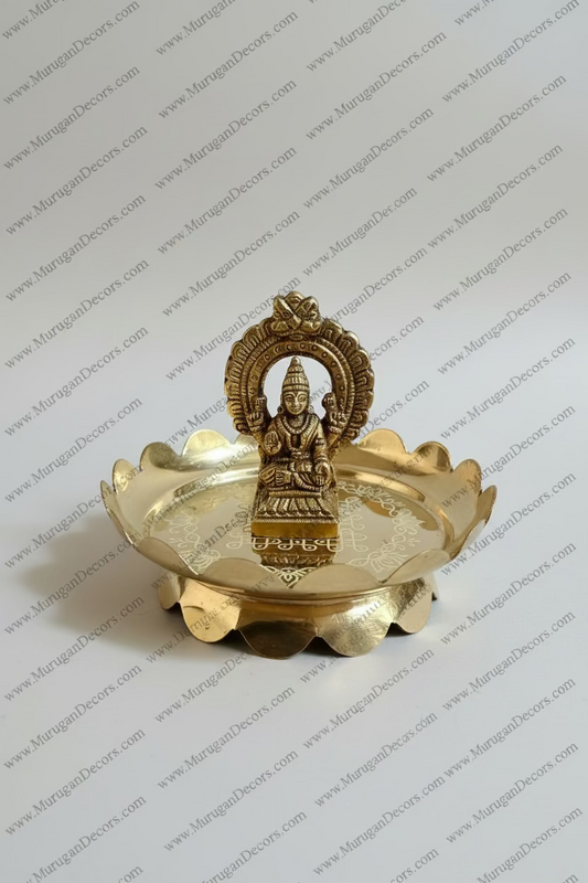 Shop Brass Lotus stand with Lakshmi Idol returnGifts online USA at MuruganDecors