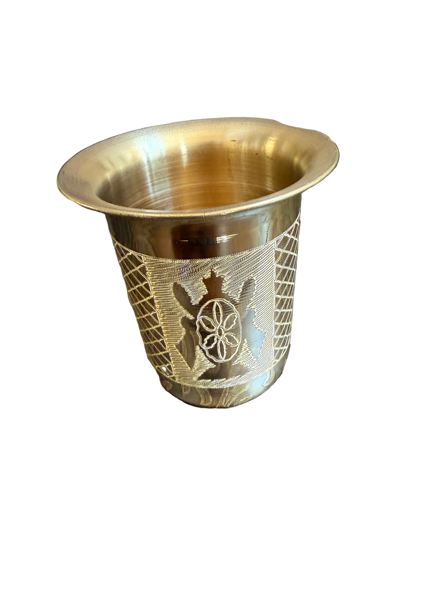 Brass Shanku Chakra Namam Tumbler – 3 × 3 Inch Panchapatram & Housewarming Return Gift