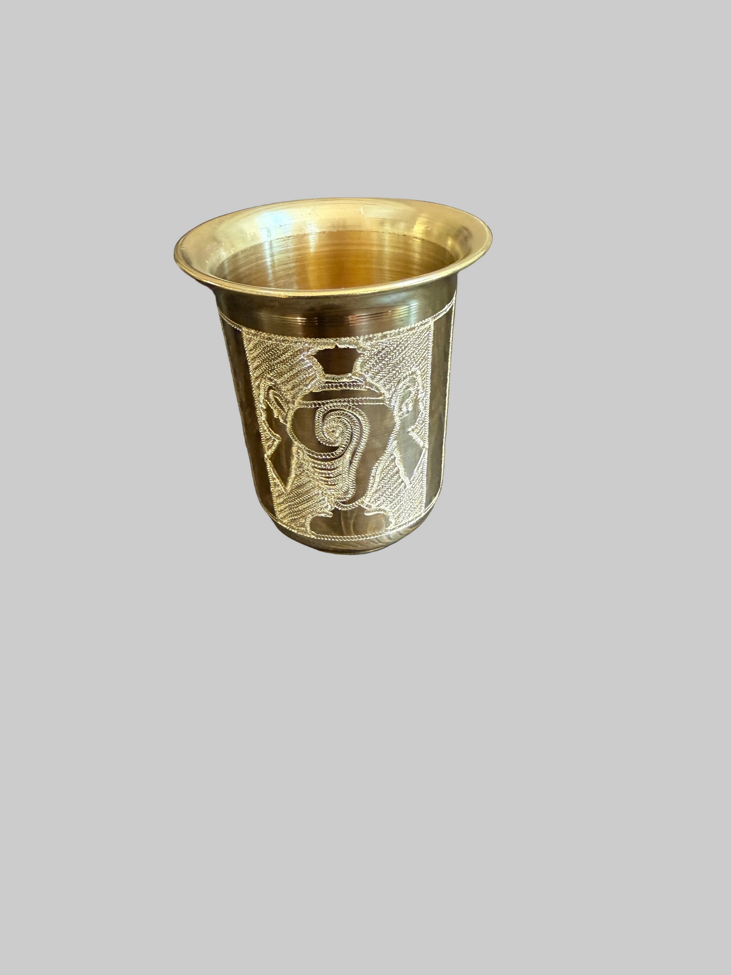 Brass Shanku Chakra Namam Tumbler – 3 × 3 Inch Panchapatram & Housewarming Return Gift