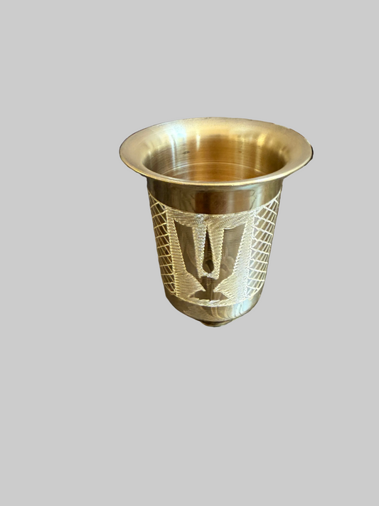 Brass Shanku Chakra Namam Tumbler – 3 × 3 Inch Panchapatram & Housewarming Return Gift