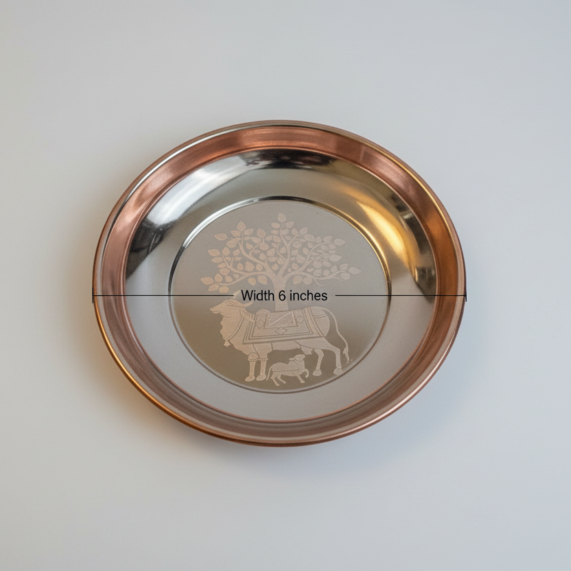 Murugan Decors 6 inch copper coated pooja plate , pichwai pooja plate for  housewarming return gifts and diwali festival gifts