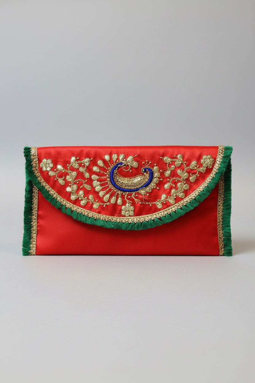Buy all silk coin purse, fabric coin envelopes ,potli Bags , Decorative red clutch bag with gold embroidery ,Purse for Indian Wedding,Festival,Varalakshmi Viratham,Pooja Favors and Return Gifts in USA at MuruganDecors 