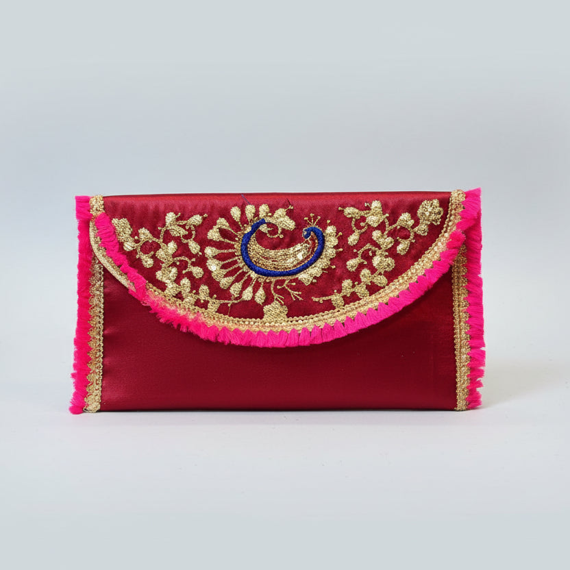 Buy all silk coin purse, fabric coin envelopes ,potli Bags , Decorative red clutch bag with gold embroidery ,Purse for Indian Wedding,Festival,Varalakshmi Viratham,Pooja Favors and Return Gifts in USA at MuruganDecors 