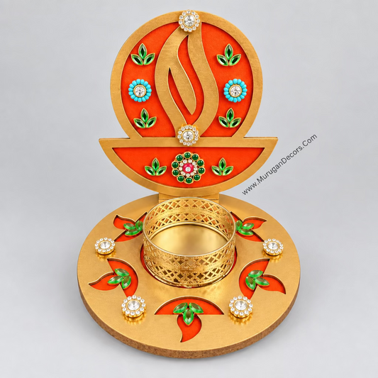 Decorated Tealight Diya Holder/Diya Stand — Diwali Return Gift  Indian Tealight Candle Holders, Diwali Candle Holder, Tea Lights Holder, Navrathri Varalaxmi, Pooja Return Gift, Housewarming