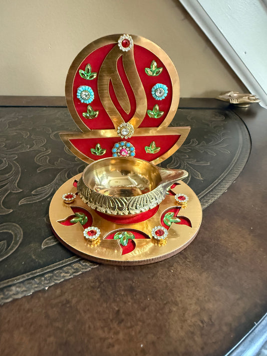 Decorated Tealight Diya Holder/Diya Stand — Diwali Return Gift  Indian Tealight Candle Holders, Diwali Candle Holder, Tea Lights Holder, Navrathri Varalaxmi, Pooja Return Gift, Housewarming