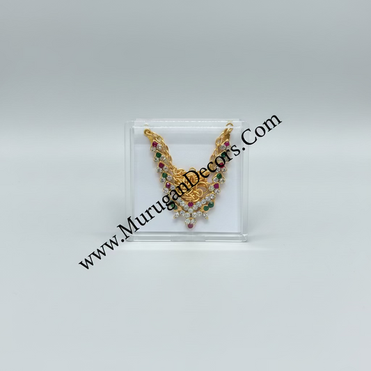 Kids Krishna Stone Necklace Haram | Deity Jewelry for Varalakshmi Amman & Idol Decoration | Children's Krishna Costume Jewelry for Janmashtami Fancy Dress