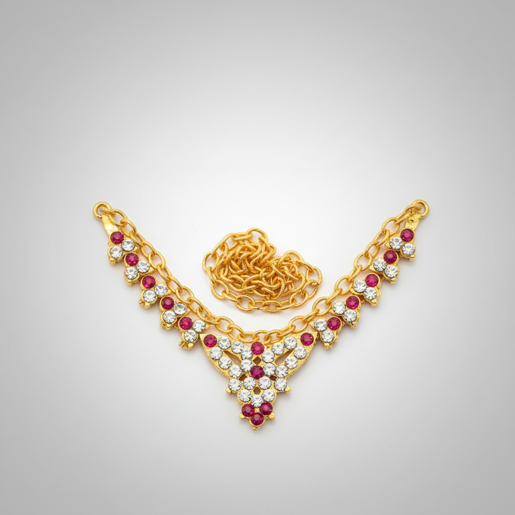 Kids Krishna Stone Necklace Haram | Deity Jewelry for Varalakshmi Amman & Idol Decoration | Children's Krishna Costume Jewelry for Janmashtami Fancy Dress