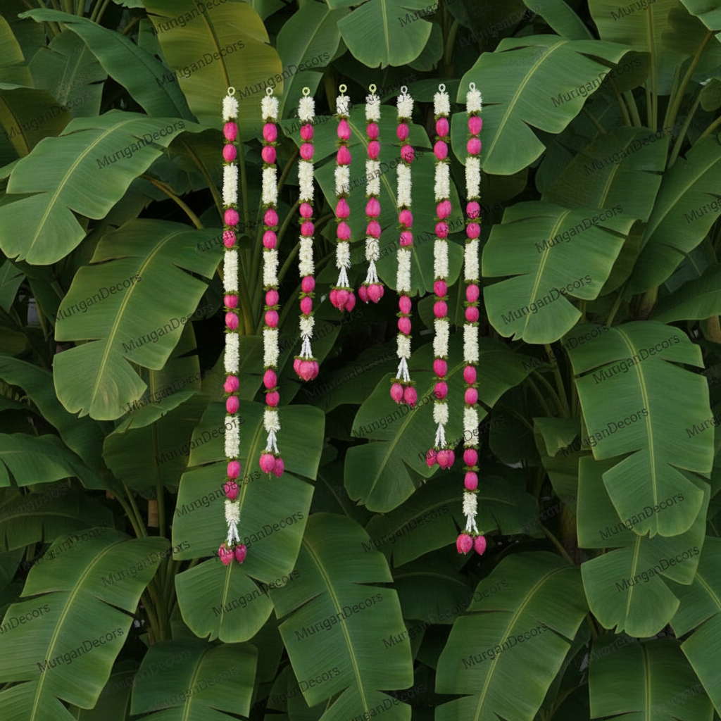 Lotus buds flower artificial garland backdrop for Indian housewarming, wedding,pooja festival decorations
