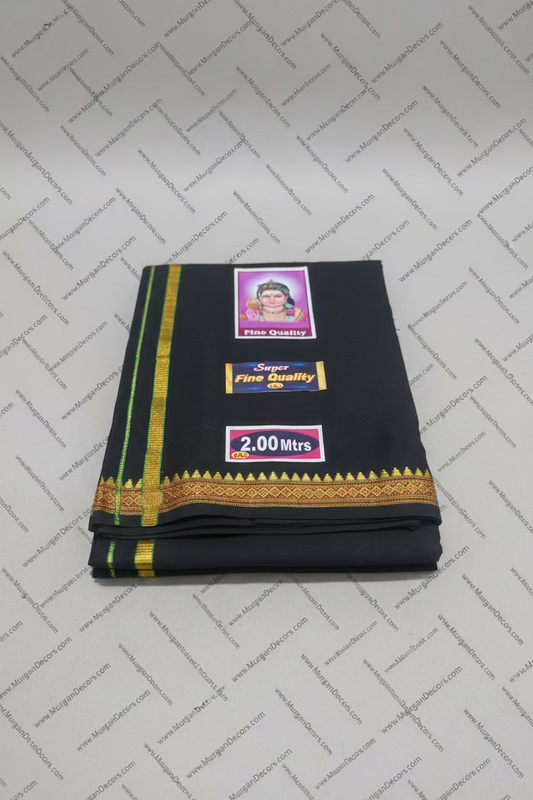 Buy Men's Cotton Black Ayyappa Dhoti 2 Mtrs – Thalapathy style Veshti Mundu for Sabarimala Vratham & Ayyappa Deekshai. Ships across USA at MuruganDecors.