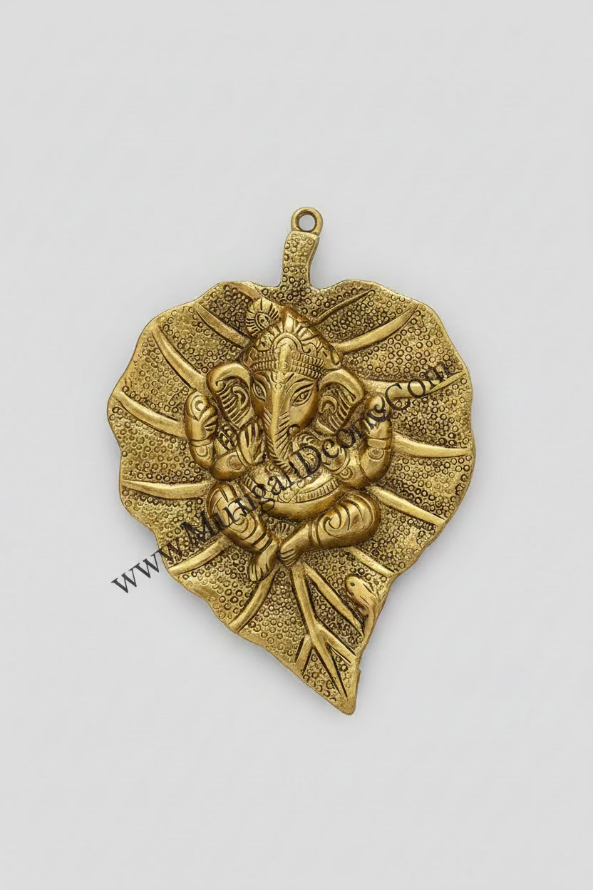 Shop Metal leaf Ganesha wall hanging for Ganesha festival and housewarming, diwali return gifts ,pooja favor online USA at MuruganDecors