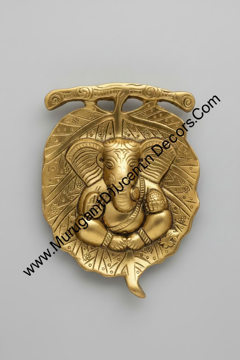 Shop Metal leaf Ganesha wall hanging for Ganesha festival and housewarming, diwali return gifts ,pooja favor online USA at MuruganDecors