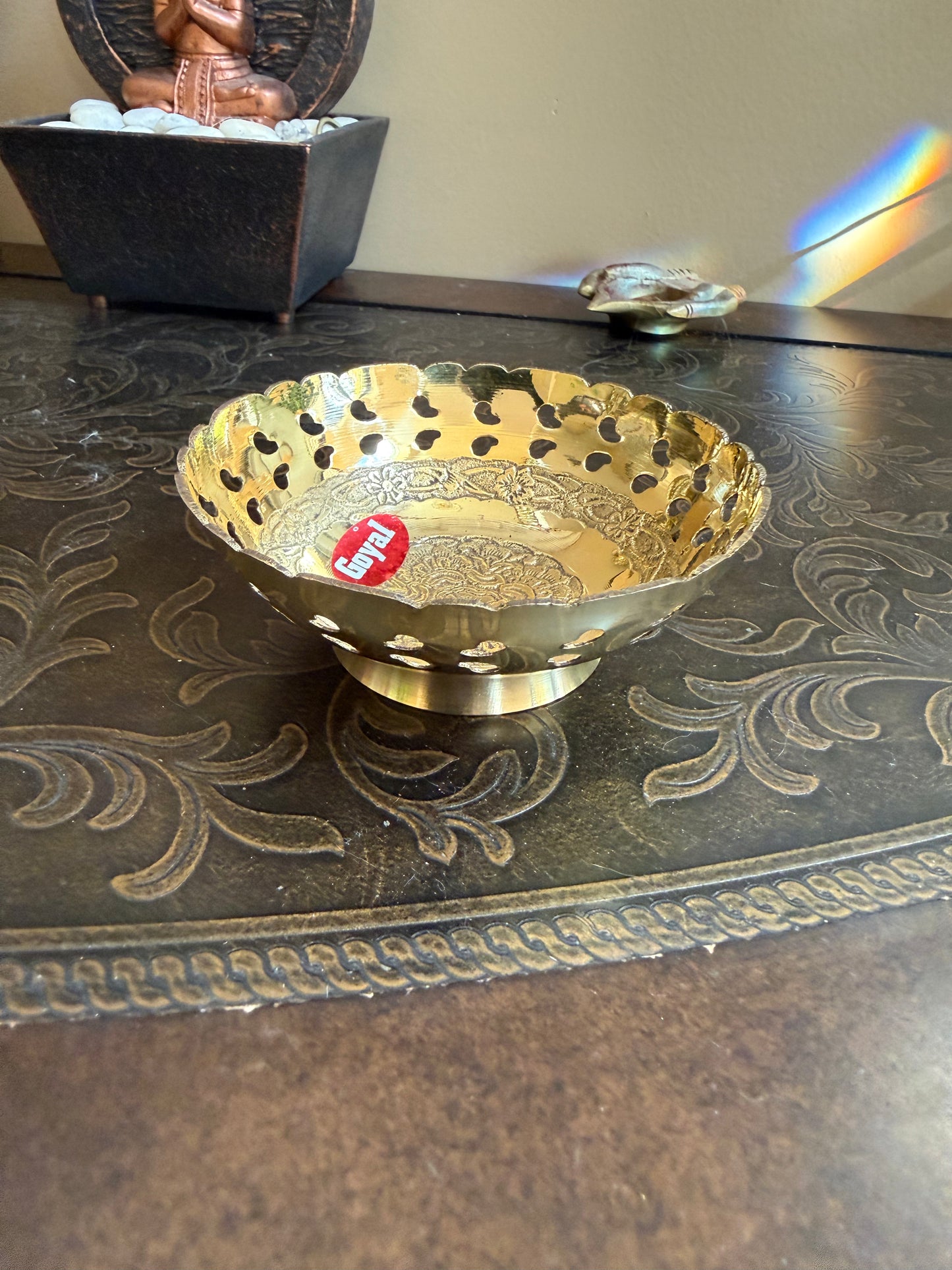 Brass Flower Urli Basket – 4 Inch Pooja Décor & Housewarming , Diwali Return Gift