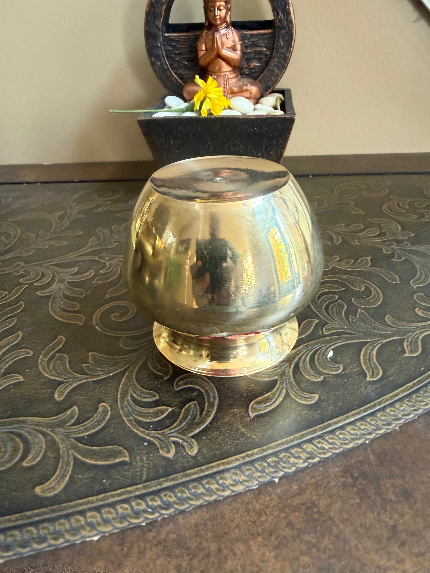 Brass Kalash / pooja kalasham / (3 * 3) Inches | puja lota for puja rituals-Traditional Hindu Lota for Prayer – Spiritual Decor , Housewarming Gift