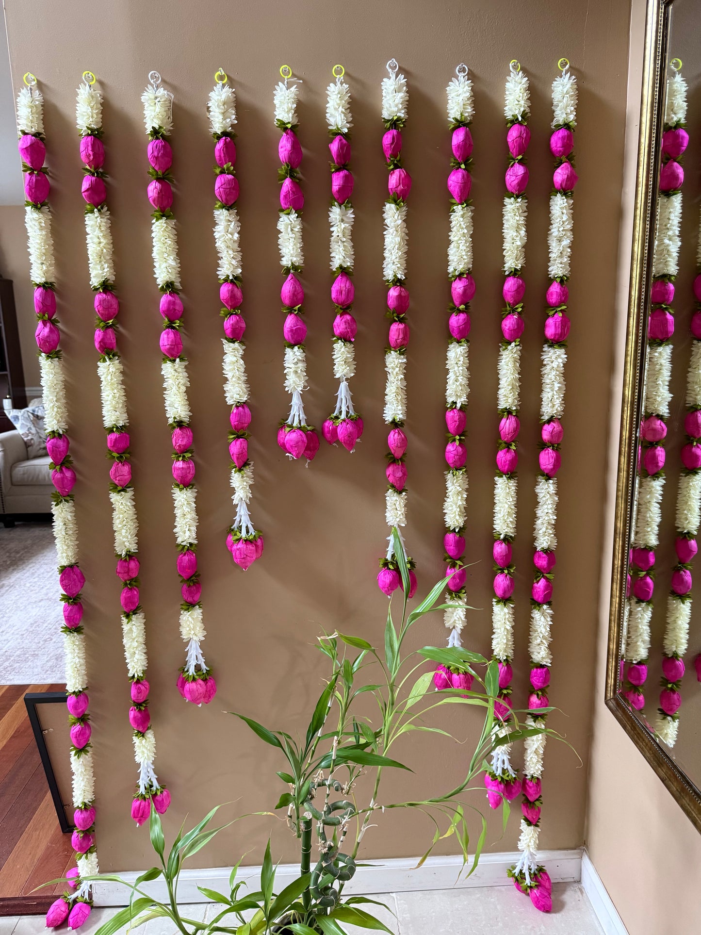 8pc set Indian Artificial lotus buds flower garland|lotus buds |pooja backdrop garland set|housewarming pooja|festival decorations|lotus buds garlands|backdrop garlands