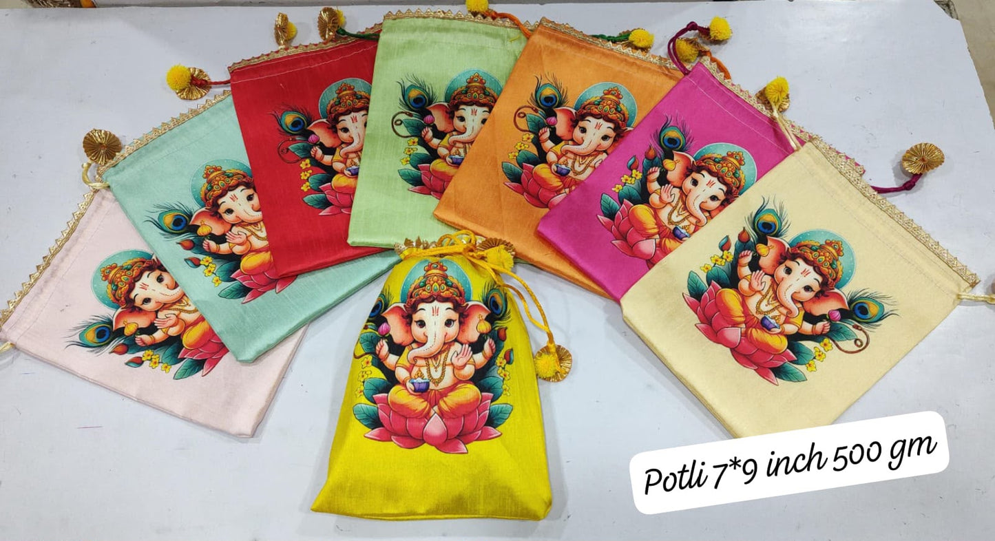 Shop all return gift silk potli bags 9 by 7 inches for Diwali , Housewarming,Varalakshmi Pooja ,Indian Wedding in USA at MuruganDecors