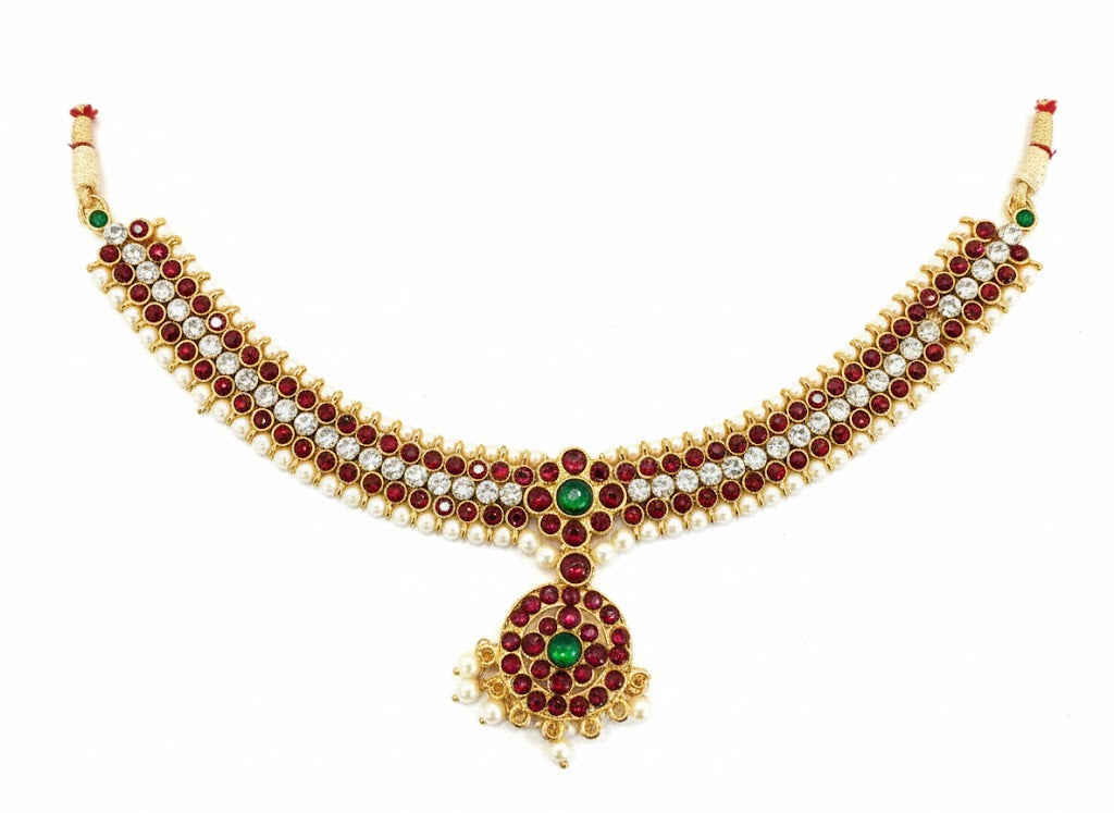 Bharathanatyam Dance Jewellery full Set| Kemp Bharatanatyam Jewelry/ Stone & Pearl Jewelry Set For Dance