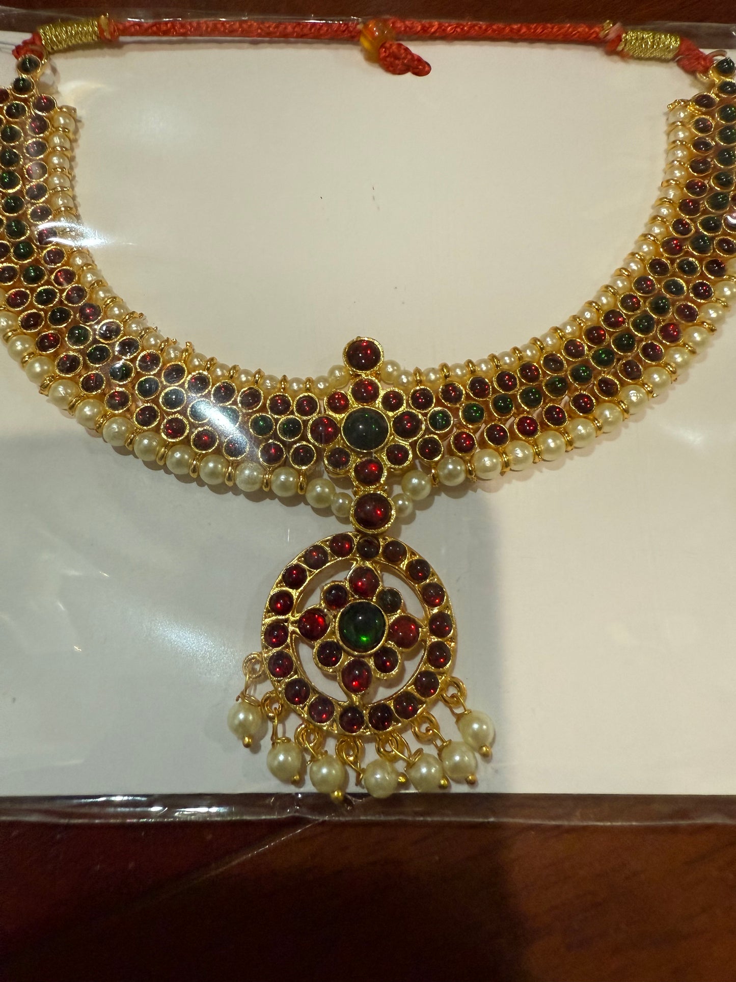 Pearl Kemp temple Indian jewelry | Short Necklace | Bharatnatyam Kuchipudi Engagement Weddings Birthdays | Classical Dance Jewelry