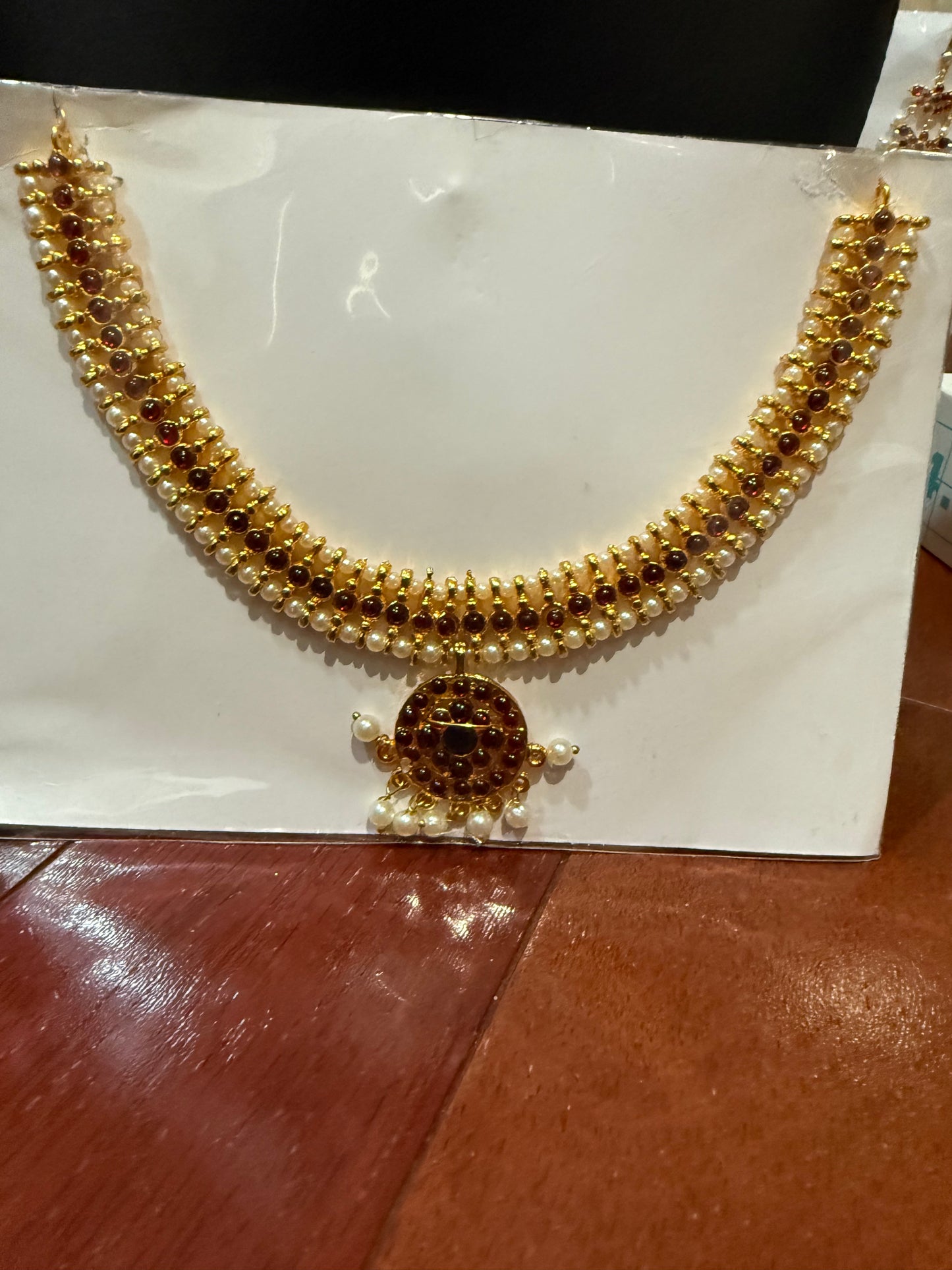 Pearl Kemp temple Indian jewelry | Short Necklace | Bharatnatyam Kuchipudi Engagement Weddings Birthdays | Classical Dance Jewelry