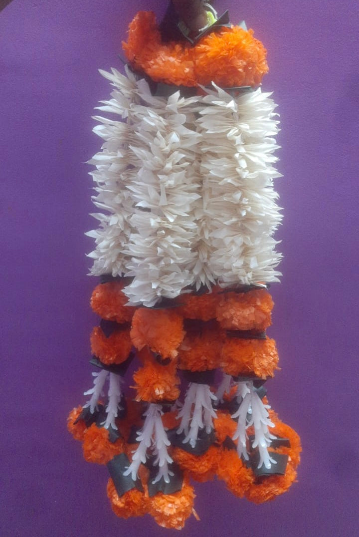 Marigold and Jasmine flower Decor / garland strings/ Pooja Decor / Indian Pooja Decor / Artifical Flower Decor / Flower Pooja Decor/ Ganesh Pooja Decor