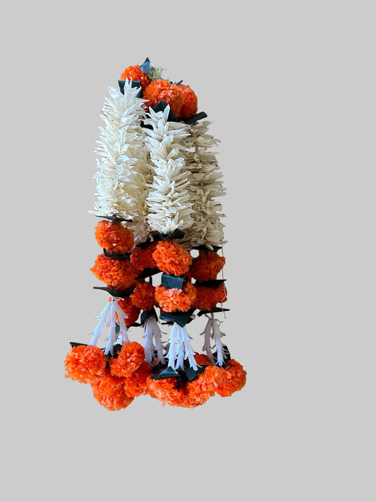 Marigold and Jasmine flower hanging Decor / garland strings/ Pooja Decor / Indian Pooja Decor / Artifical Flower Decor / Flower Pooja Decor/ Ganesh Pooja Decor