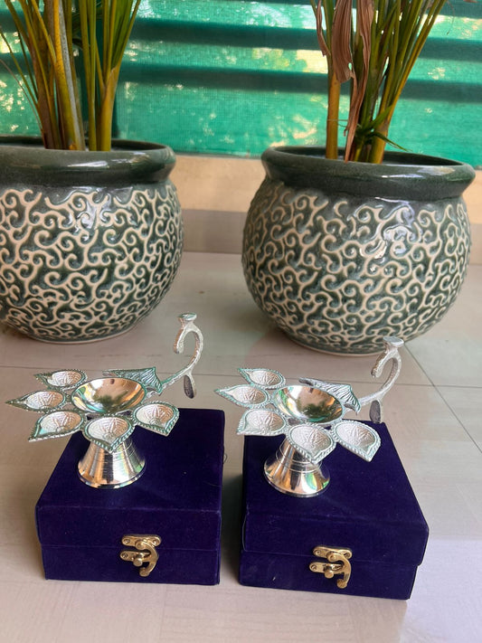 German Silver Panch Aarti in Velvet box | Wedding Favor, Religious Gift |Festival/Pooja return gifts| Favors Housewarming Gifting |Traditional Return Gifts