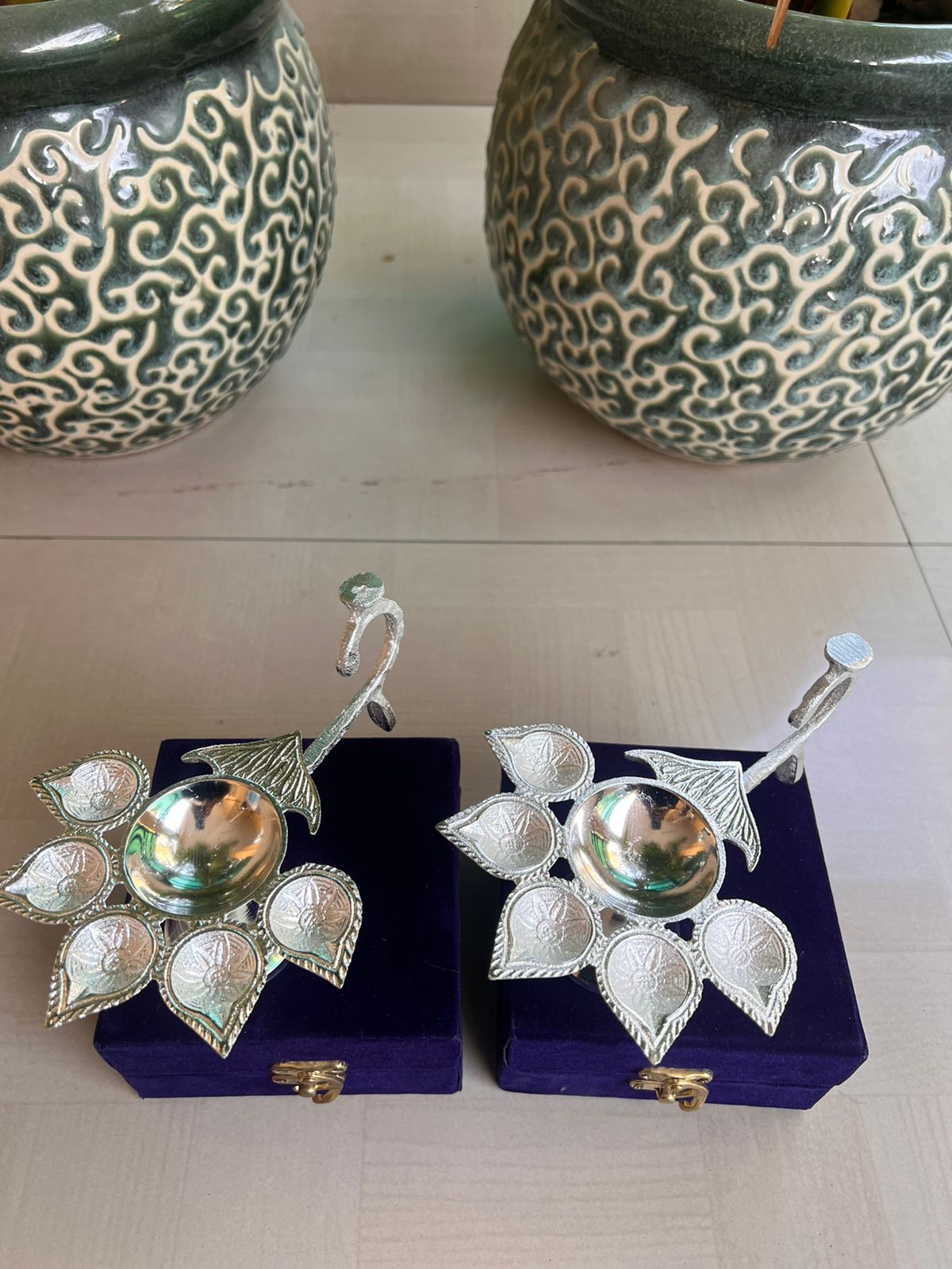German Silver Panch Aarti in Velvet box | Wedding Favor, Religious Gift |Festival/Pooja return gifts| Favors Housewarming Gifting |Traditional Return Gifts