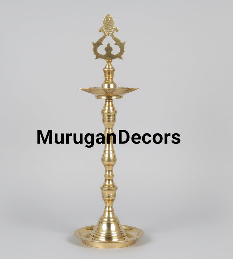 Brass Kuthu Vilakku – (16 inch) 5-Wick Traditional Oil Lamp for Hindu pooja|Home Mandir|Diya Lamp for Puja Diwali Diyas - Traditional Samai Lamp Kutthu vilakku Panchmahal Deepam - Indian Diwali Gifts