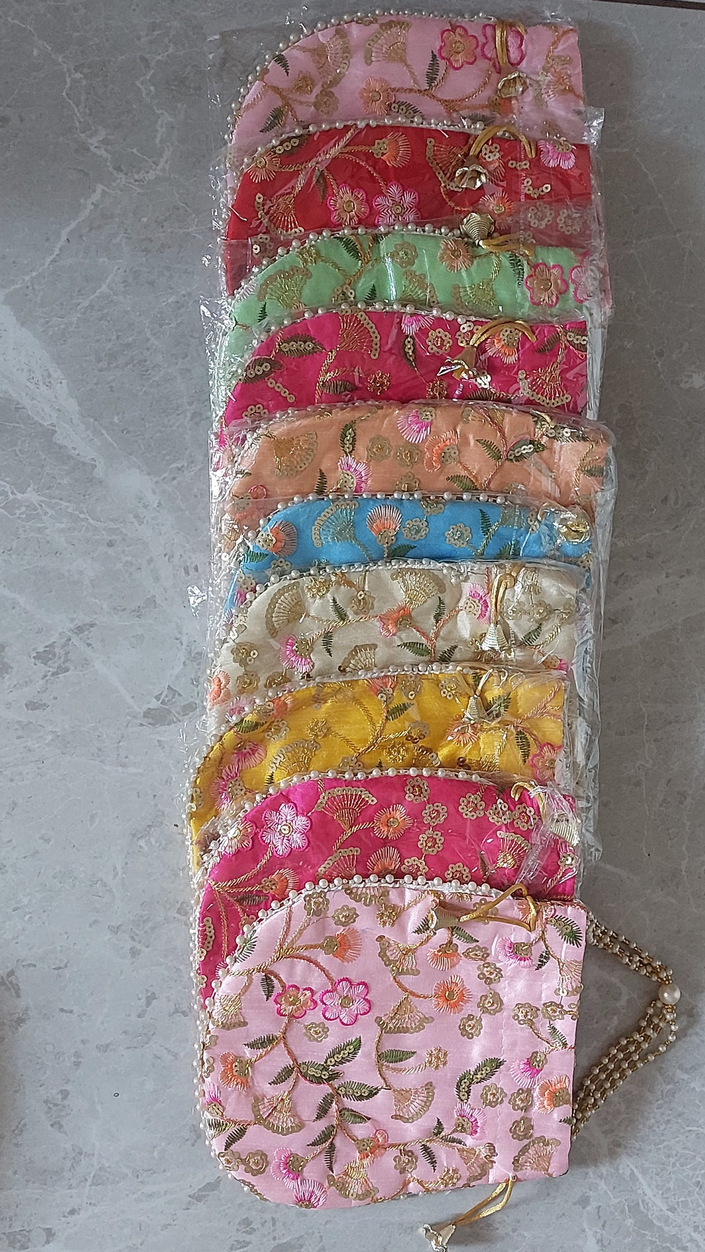 Potli bags with beads for Diwali and Housewarming return gifts