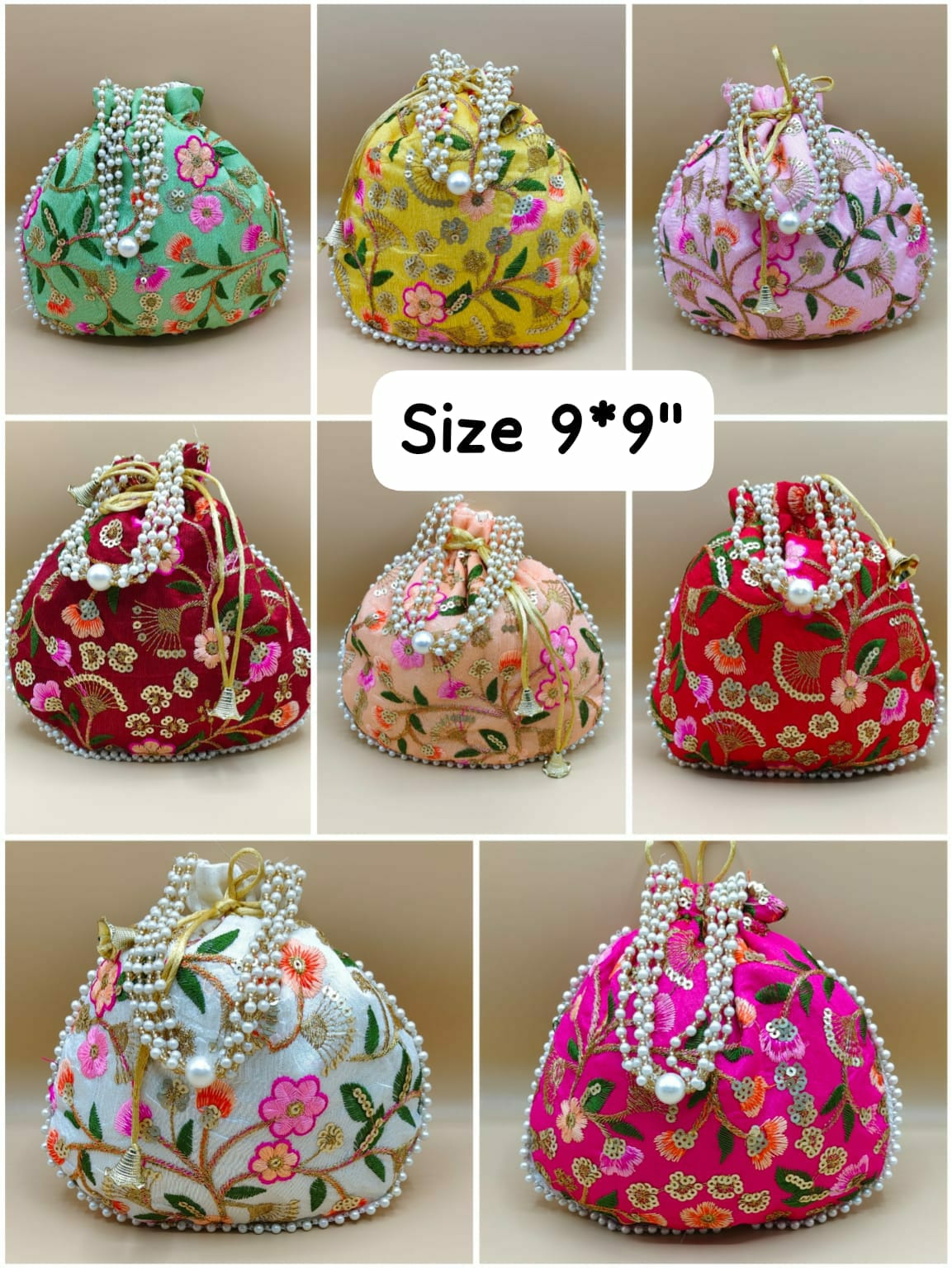 Potli bags with beads for Diwali and Housewarming return gifts