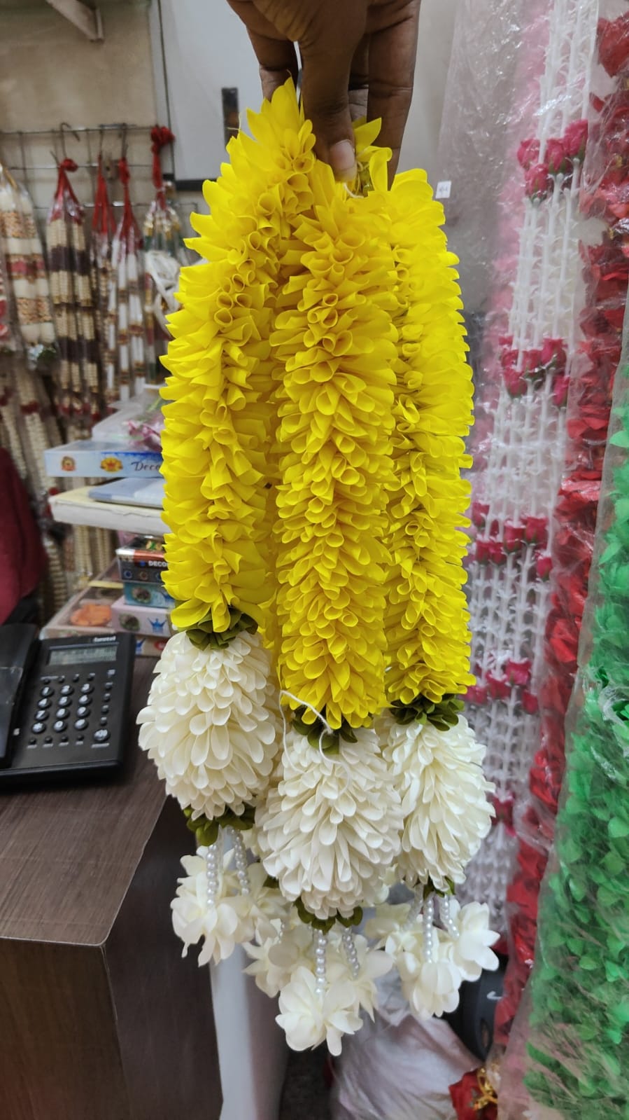 Jasmine Artificial garland Decor / garland strings/ Pooja Decor / Indian Pooja Decor / Artifical Flower Decor / Flower Pooja Decor/ Ganesh Pooja Decor