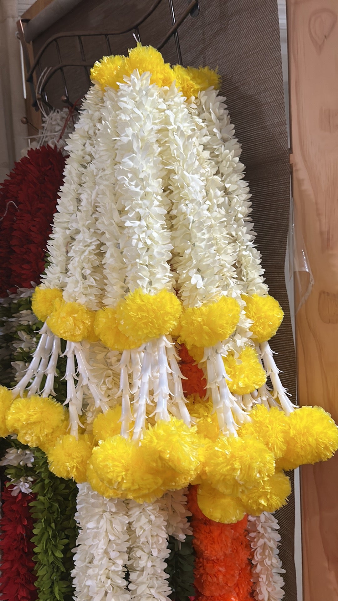 Jasmine Artificial garland Decor / garland strings/ Pooja Decor / Indian Pooja Decor / Artifical Flower Decor / Flower Pooja Decor/ Ganesh Pooja Decor