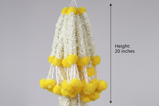 Jasmine Artificial garland Decor | Yellow marigold flower| StairCase hangings|garland strings/ Pooja Decor / Indian housewarming Pooja Decor / Artifical Flower Decor / Flower Pooja Decor/ Ganesh Pooja Decor