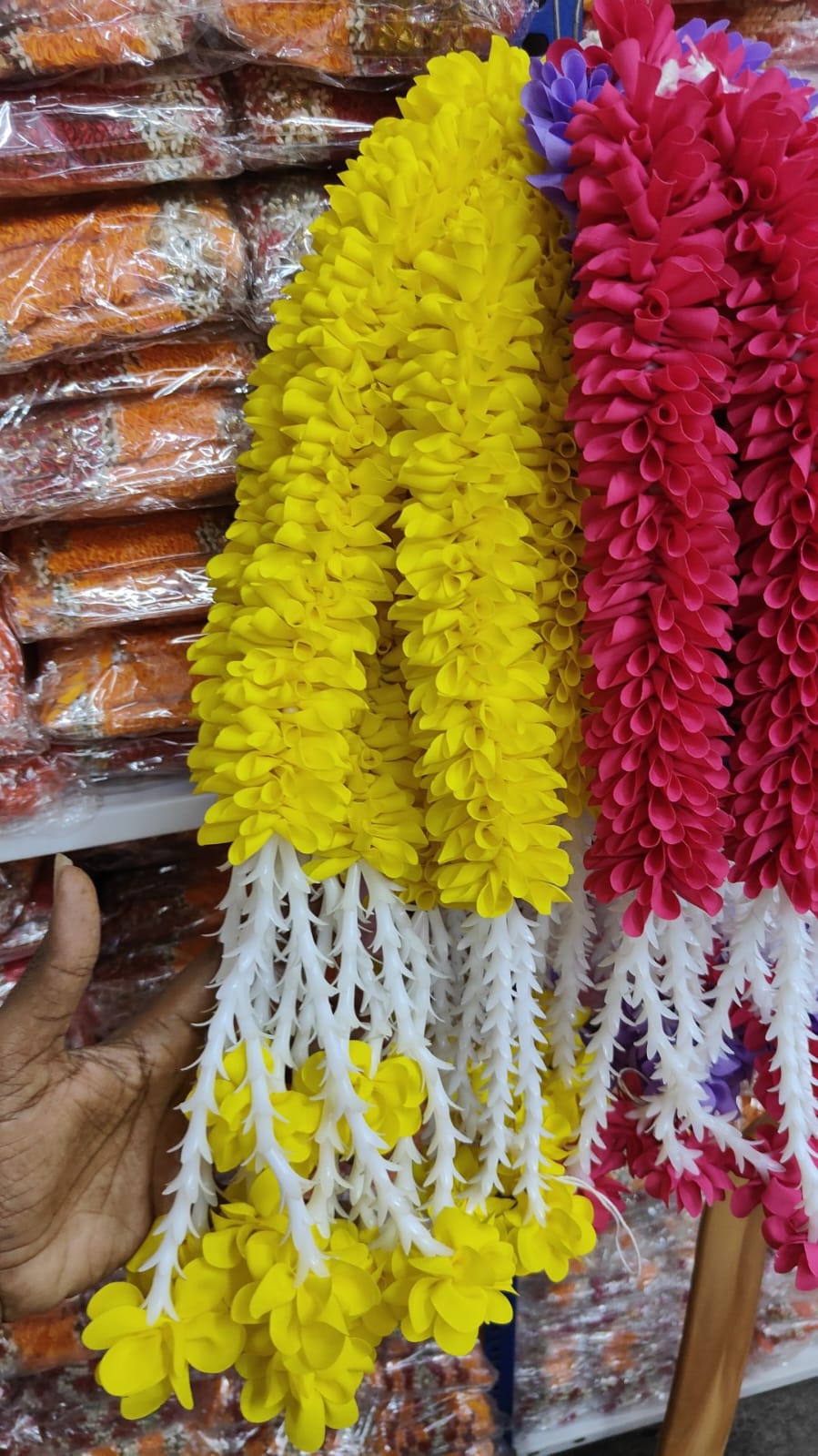 Jasmine Artificial garland Decor / garland strings/ Pooja Decor / Indian Pooja Decor / Artifical Flower Decor / Flower Pooja Decor/ Ganesh Pooja Decor