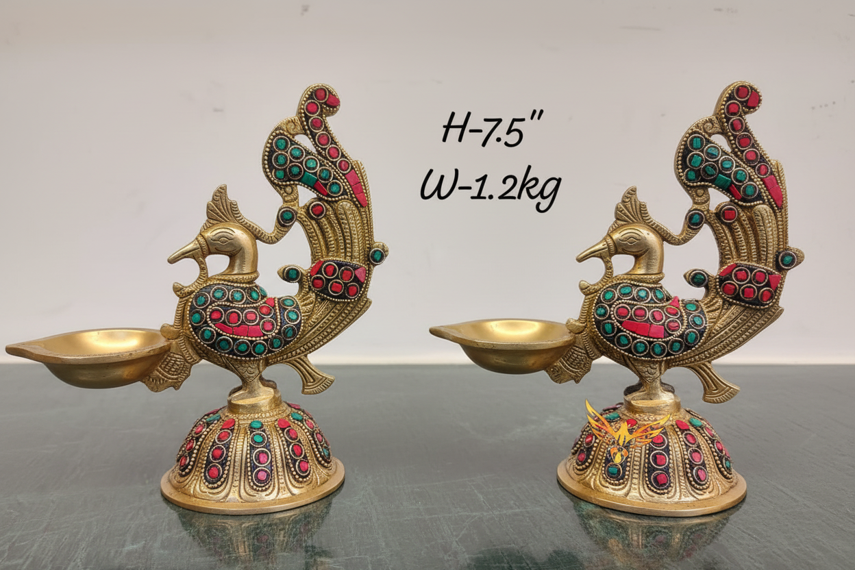 Handcrafted Brass Peacock Diya Holders – set of 2 | Traditional Indian Decor | Festive Home Accent|Brass Annam Vilakku/ |brass peacock diya/ villakku |brass lamp | Brass Annam vilakku Oil Lamp | Traditional India Decorative Lamp