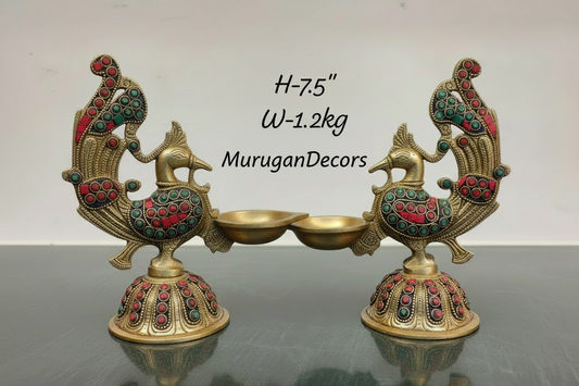 Handcrafted Brass Peacock Diya Holders – set of 2 | Traditional Indian Decor | Festive Home Accent|Brass Annam Vilakku/ |brass peacock diya/ villakku |brass lamp | Brass Annam vilakku Oil Lamp | Traditional India Decorative Lamp