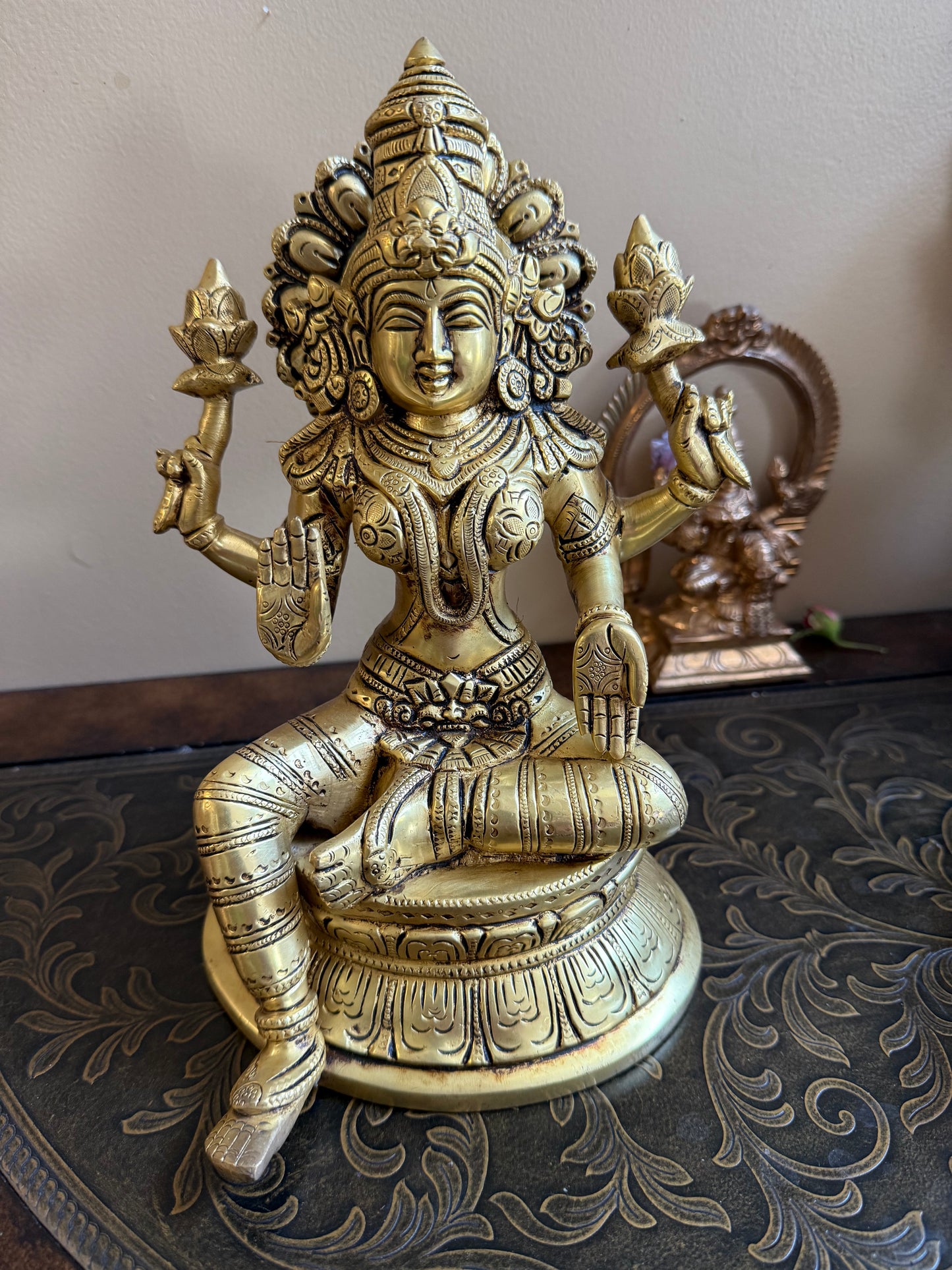 Brass Hindu god idols |10 inch | Ganesh statue|Ganesha and Lakshmi God statue for pooja room | Vinayakar & Lakshmi Murti | Antique inch Brass Statue|Lakshmi |Vinayagar | Vishnu | Hanuman |Krishna | brass Statue for Hindu pooja