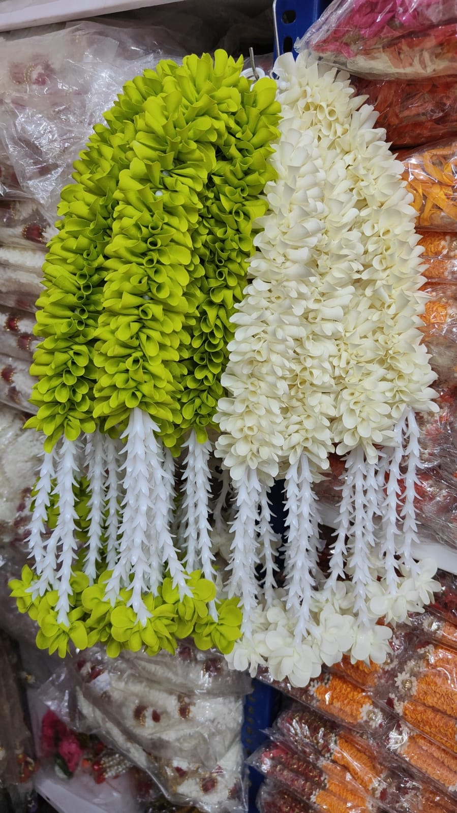 Jasmine Artificial garland Decor / garland strings/ Pooja Decor / Indian Pooja Decor / Artifical Flower Decor / Flower Pooja Decor/ Ganesh Pooja Decor