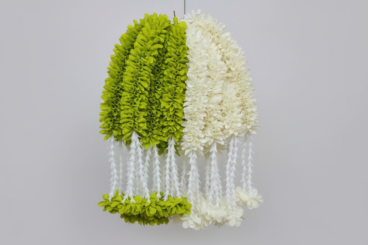 Jasmine Artificial garland Decor / StairCase hangings|garland strings/ Pooja Decor / Indian housewarming  Pooja Decor / Artifical Flower Decor / Flower Pooja Decor/ Ganesh Pooja Decor