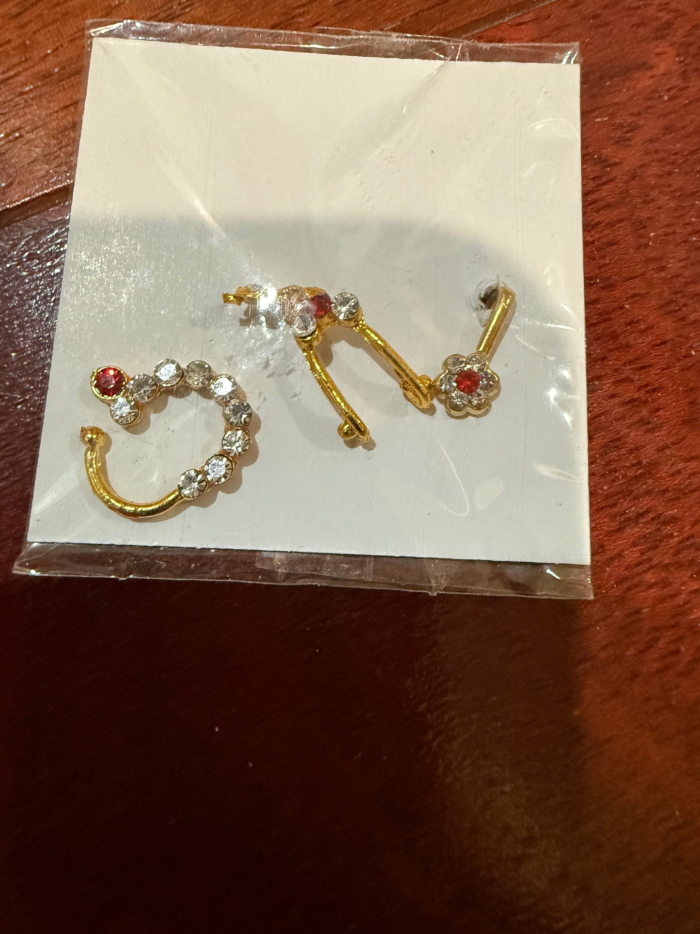 Red Kemp Temple Indian Jewelry nose ring Nath Nathni Nathu Bullakku | Bharatnatyam, Kuchipudi, Weddings | Classical Dance Jewelry