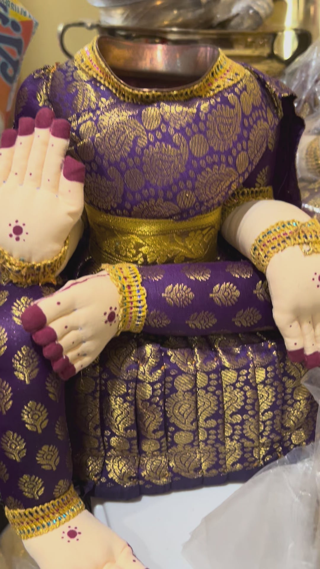 Shop Varalakshmi amman Idol body with Purple silk saree for Decoration in USA at MuruganDecors