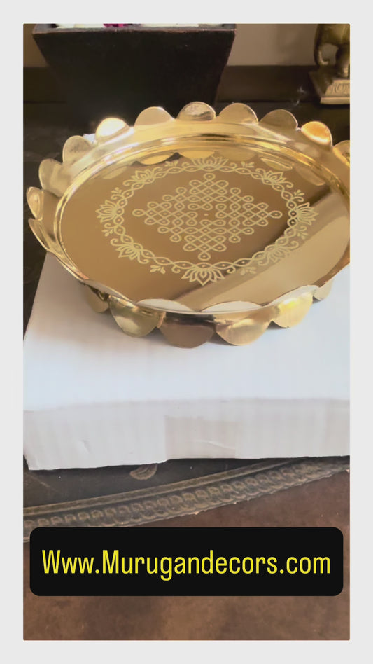 Pure Brass Lotus Stand | Kolam Design God Idol Stand | 4 & 5 Inch | Pooja & Return Gift
