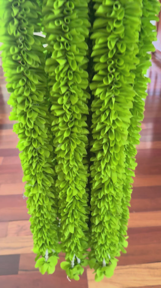 Full Parrot Green 6 feet Jasmine Artificial garland  Decor /Long garland strings/ Pooja Decor / Indian Festival Decor / Artifical Flower Decor / Diwali/Ganesha/Housewarming | Pooja | Festival Decor