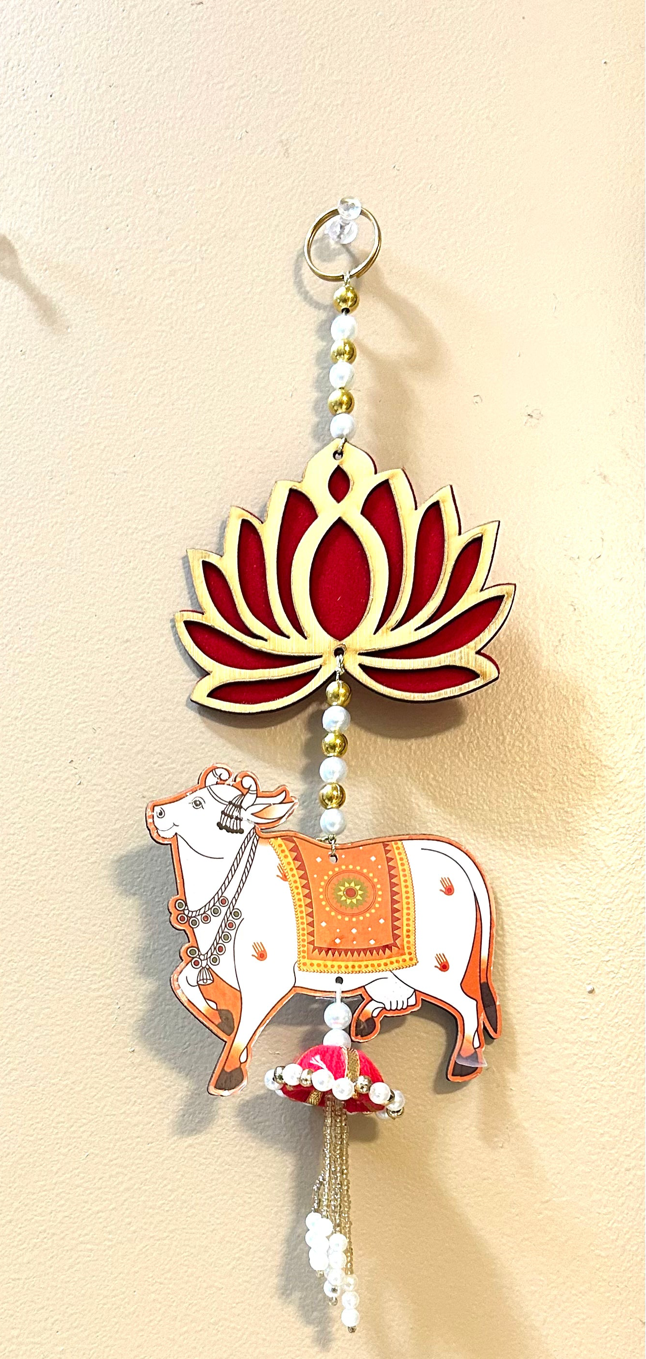Single Lotus Cow hanging Latkhan Toran set for all festival decorations|housewarming decorations|pink lotus torans|lotus hangings